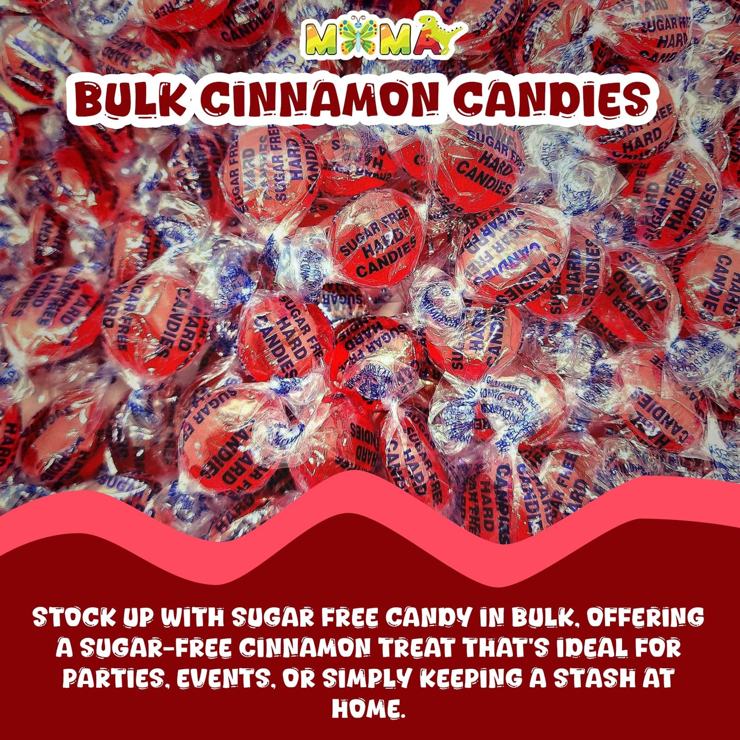 Sugar Free Cinnamon Hard Candy - 1 Lb Rich & Fiery Bulk Candy Individually Wrapped Cinnamon Discs - Gluten Free, Vegan, Keto Fri