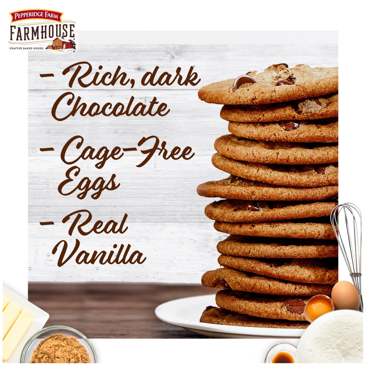 Pepperidge Farm Farmhouse Thin And Crispy Dark Chocolate Chip Cookies, 6.9 Oz Bag (14 Cookies)