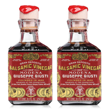 Giusti Balsamic Vinegar of Modena IGP - 8.45 fl oz (Pack of 2) - Rich & Thick, Black