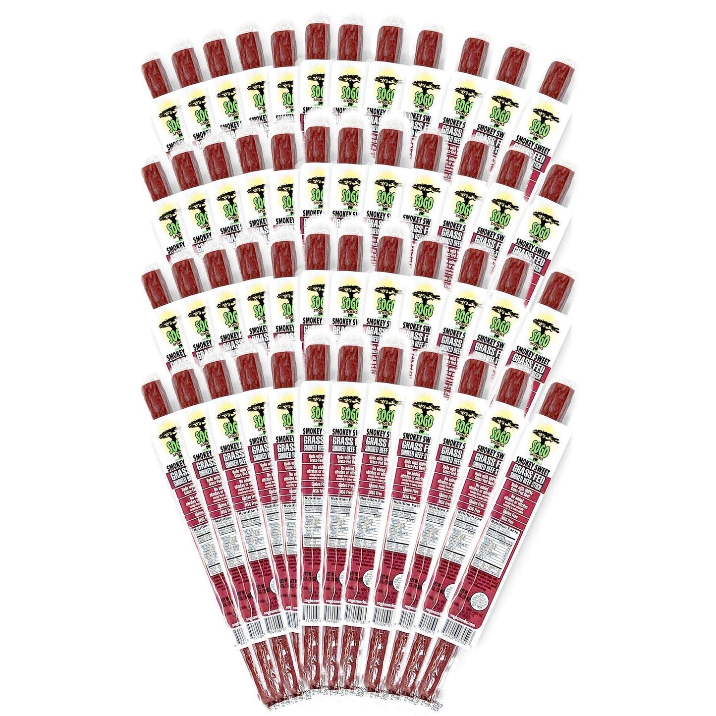 Sogo Snacks Beef Sticks, Smokey Sweet, Gluten Free, Non-GMO, Paleo & Keto, 1 oz (Pack of 48)