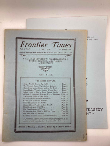 Frontier Times by J. Marvin Hunter 1923-1946 (Various Years) Books