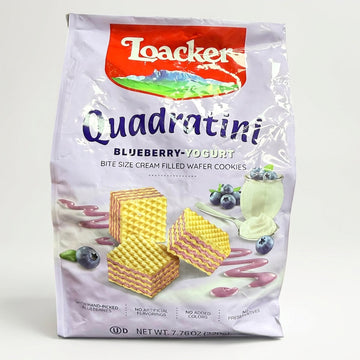 Loacker Quadratini Blueberry Yogurt 7.76oz - Wafer Cookies