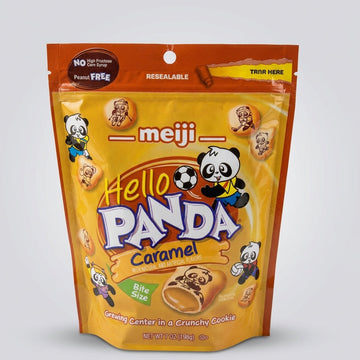Meiji Hello Panda Caramel 7 oz - Bite-Size Crunchy Cookie Snacks