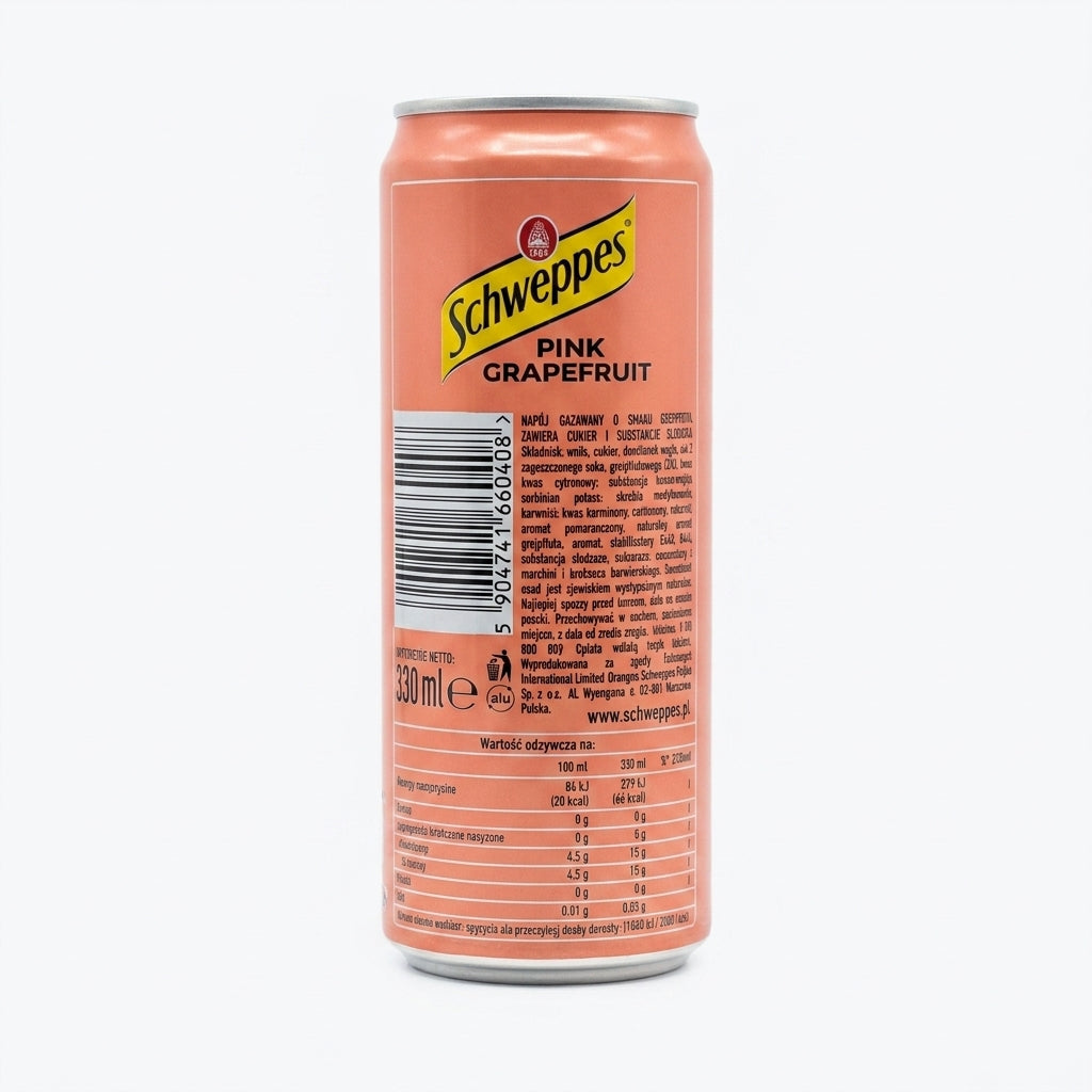 Schweppes Pink Grapefruit 330ml - Refreshing Citrus Sparkling Drink