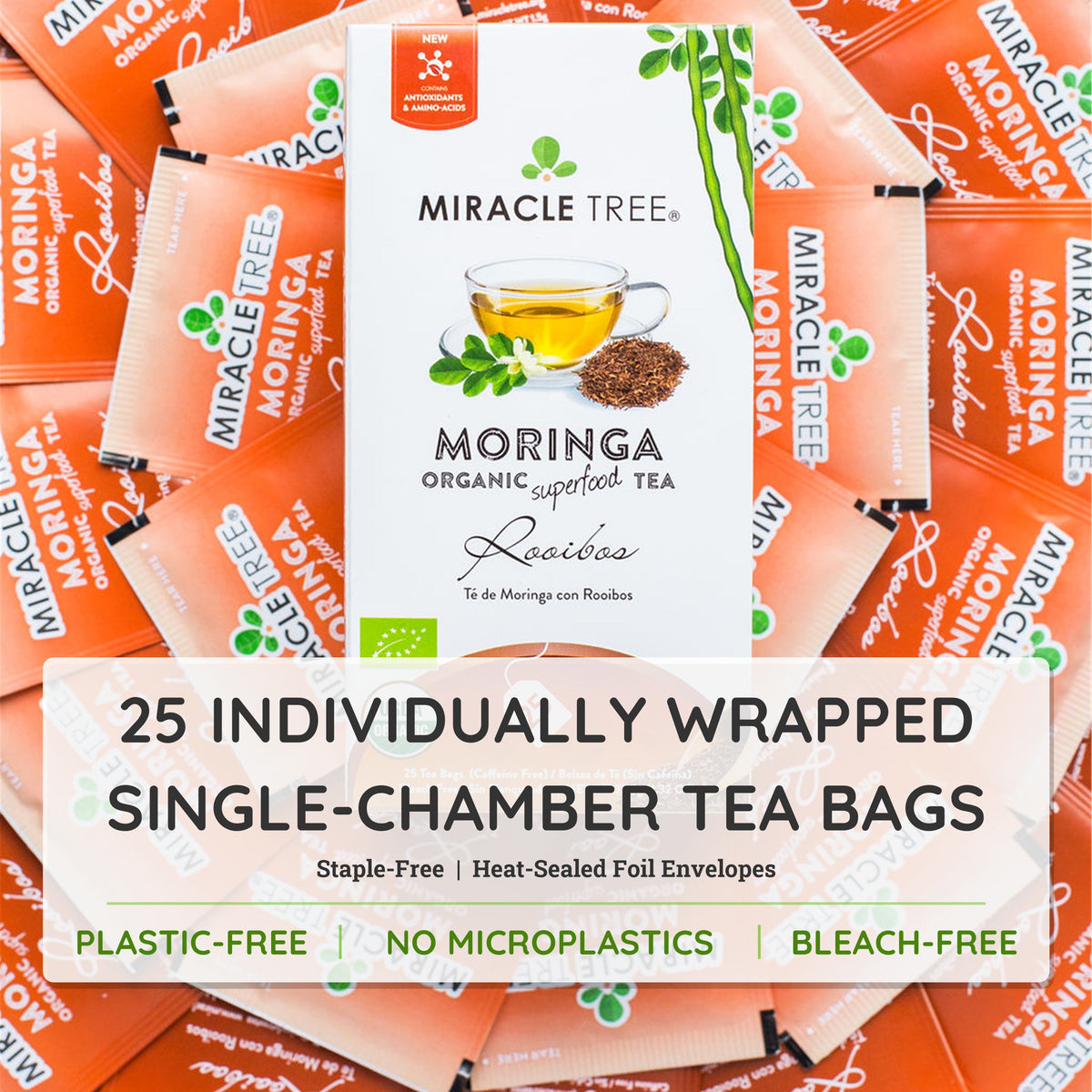 Organic Moringa Tea - Rooibos - Caffeine-Free Herbal Tea