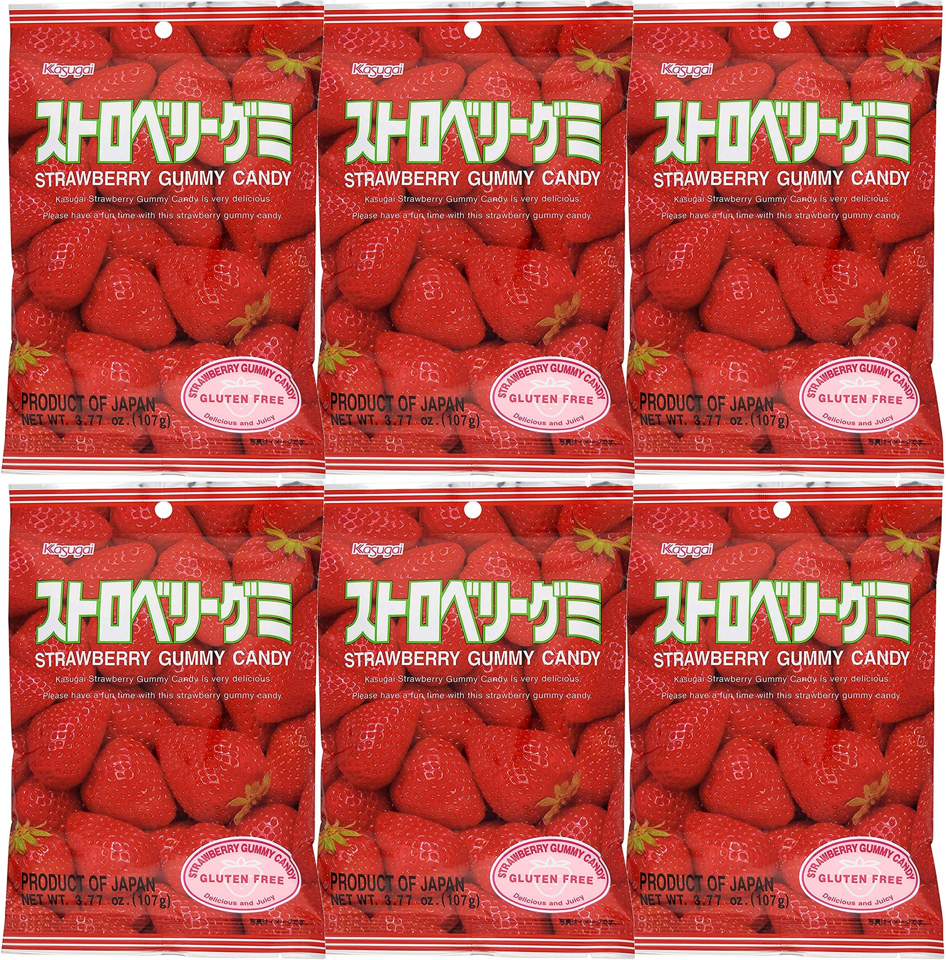 Kasugai Strawberry Gummy Candy 3.77Oz (6 Pack)