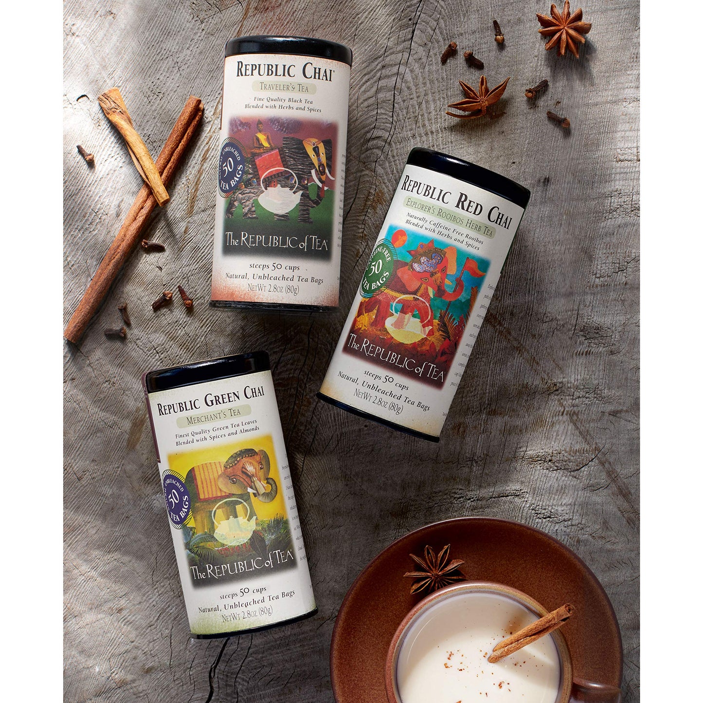 The Republic of Tea Republic Chai Black Tea - 50 Count Tin, Unique Spices Blend, Premium Quality