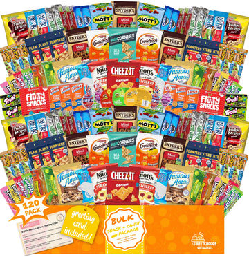 Snack Box Care Package (120 Count) Variety Snacks Easter candy Gift Box - College Students,Back to school Military, Work or Home