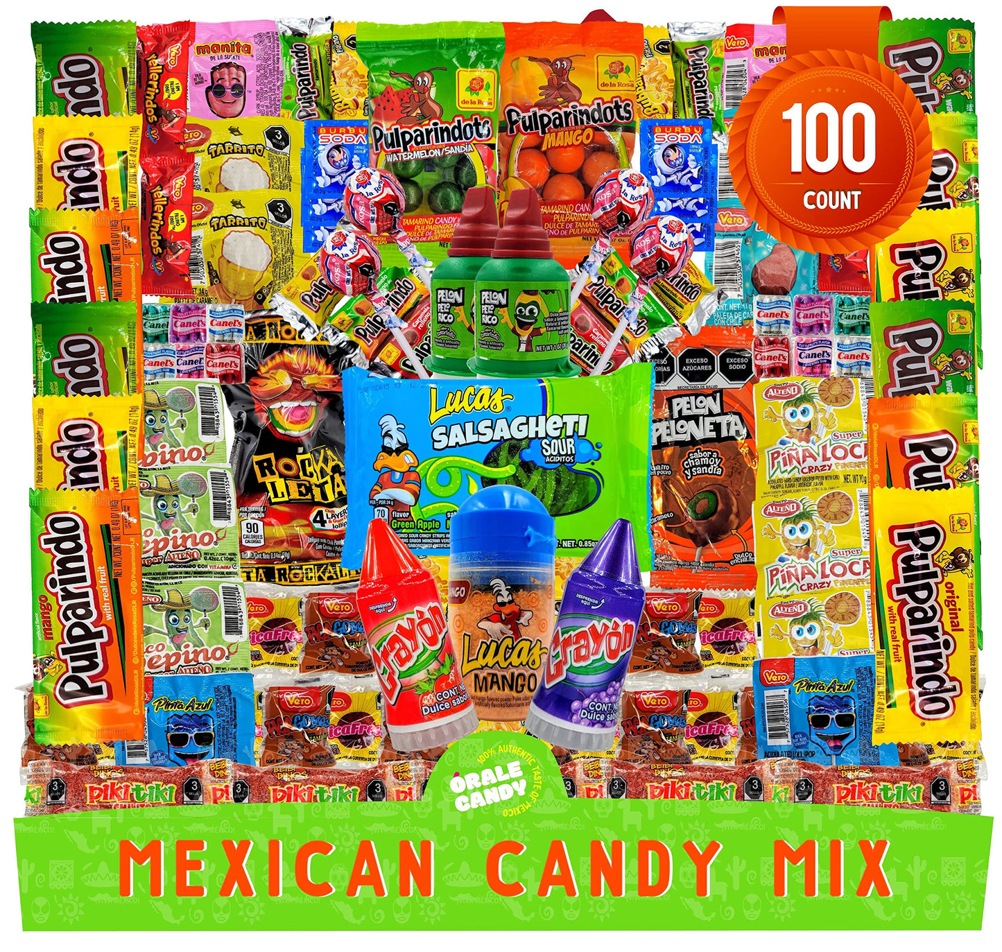 Mexican Candy Mix Assortment, Dulces Mexicanos, Includes Vero Mango, Salsaghetti, Peloneta, Pelon Pelo Rico, Bulk Candies, Pulpa