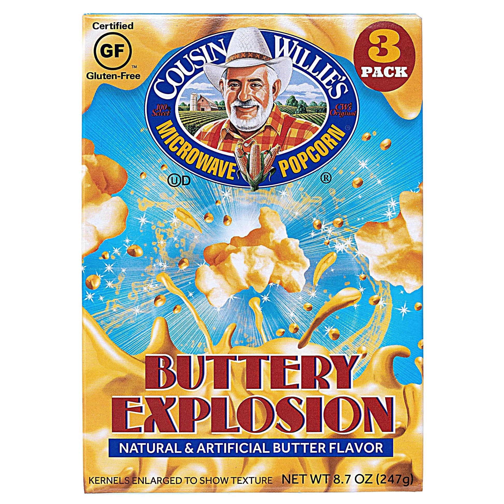 Cousin Willie'S Microwave Popcorn Bags, Buttery Explosion (4 Boxes, 12 Bags), Gourmet Popcorn Boxes For Party, Whole Grain Popco