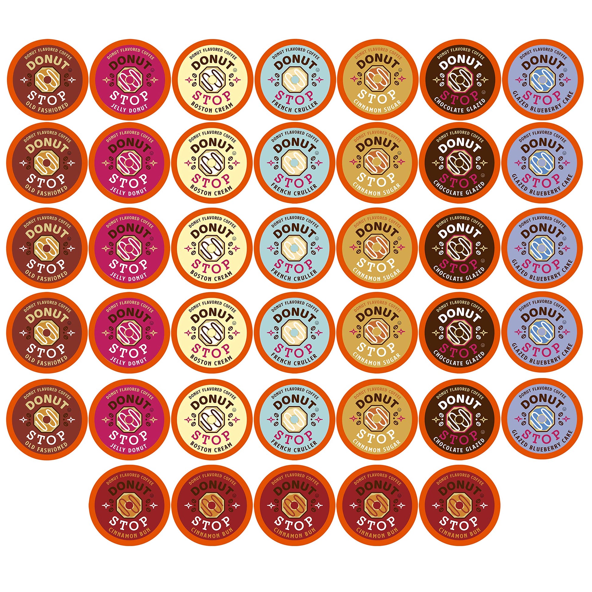 Donut Stop Donut Flavored Coffee Pods, Assorted Variety Pack, 40 Count, Compatible with 2.0 K-Cup Brewers