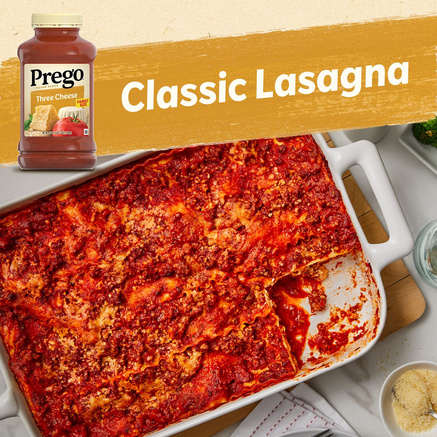 Prego Three Cheese Pasta Sauce, 45 Oz Jar (Case of 6)