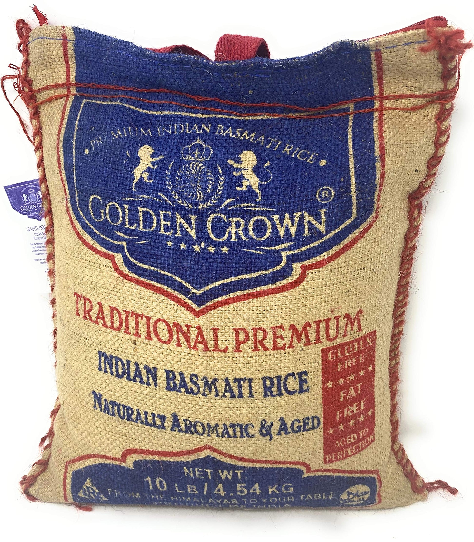 Golden Crown Basmati Rice - 10LB (160 oz) | Naturally Aromatic, Gluten-Free, Extra Long Grains, Vegan, Halal, Kosher