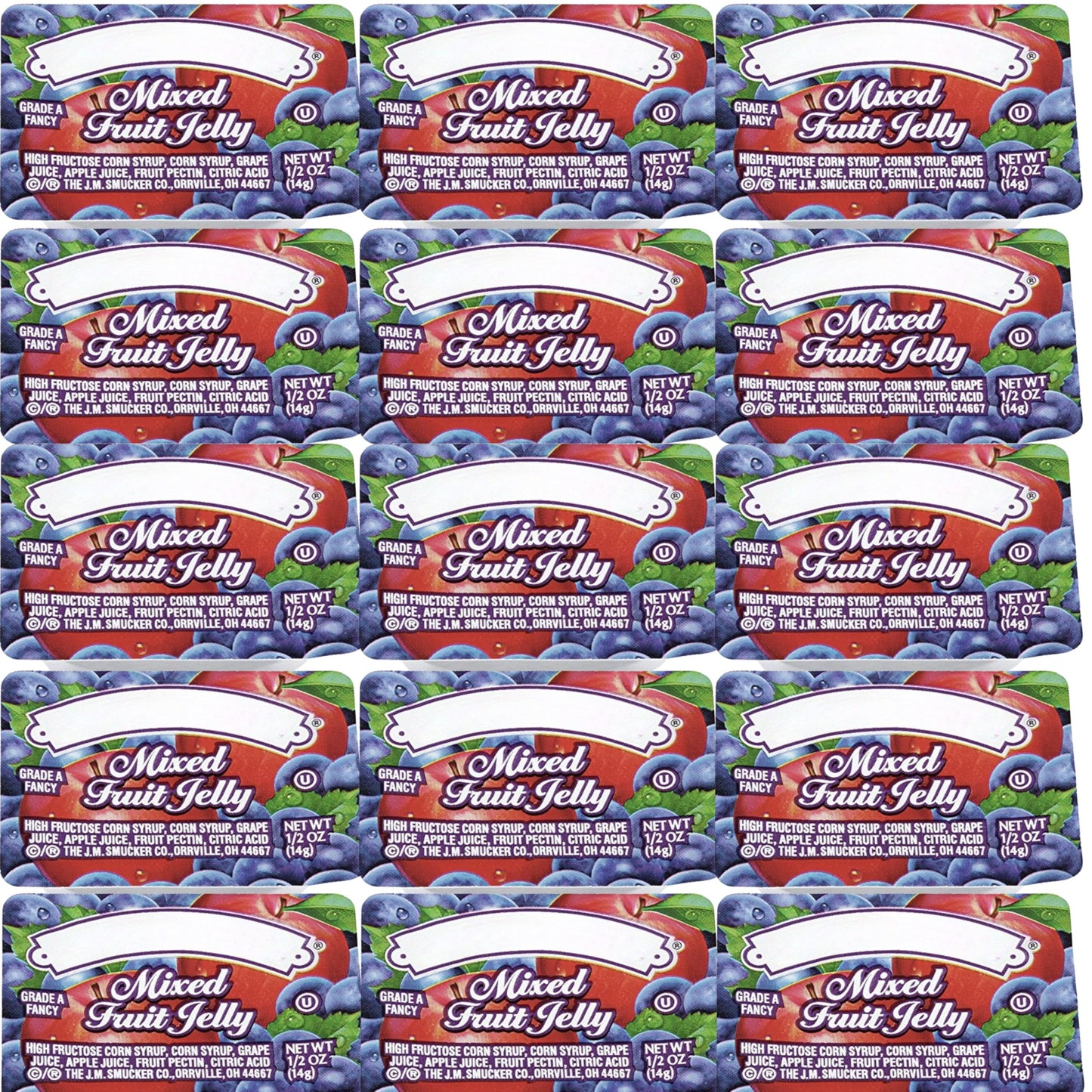 Mixed Fruit Jelly Cups for Breakfast, 0.5 oz Each, 30 count- Individual Portions, Single-Serve Jelly for Travel, Lunchboxes & Sn