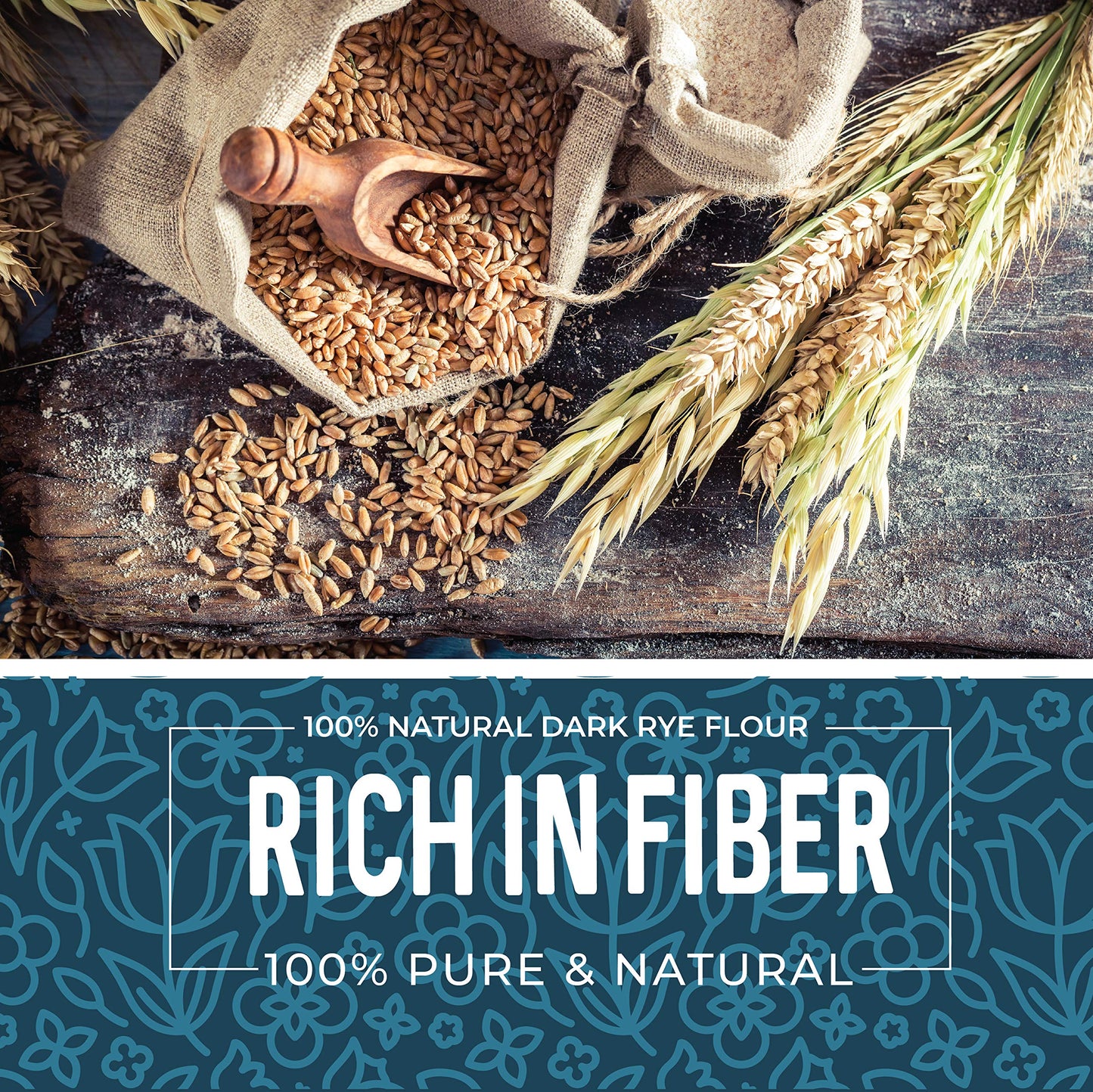 Rye Flour 2lb / 32oz, Dark Rye Flour for Bread, Pumpernickel Flour, Rye Bread Flour, Rye Flour for Baking, 100% Whole Rye Flour,