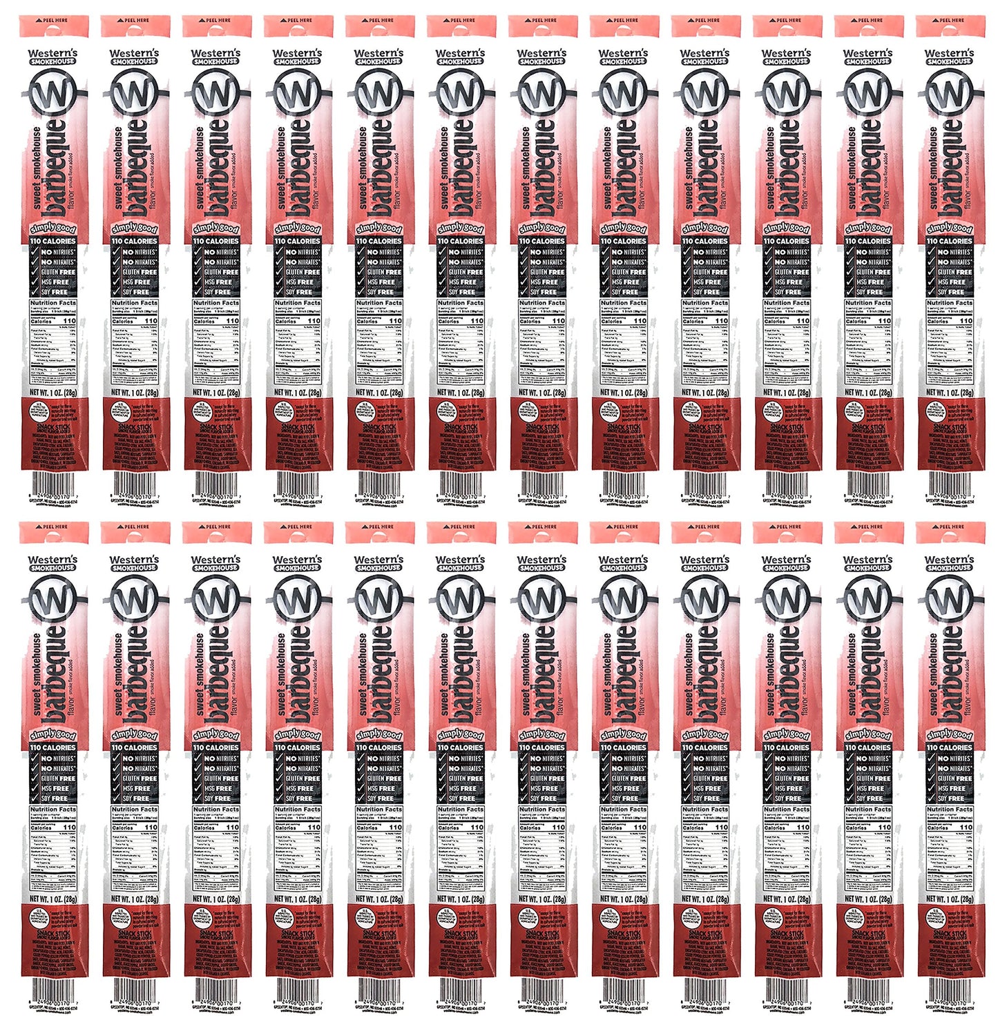 Westerns Smokehouse Beef and Pork Jerky Snack Sticks, 1 Ounce, Pack of 24, Gluten-Free, MSG-Free, Soy-Free