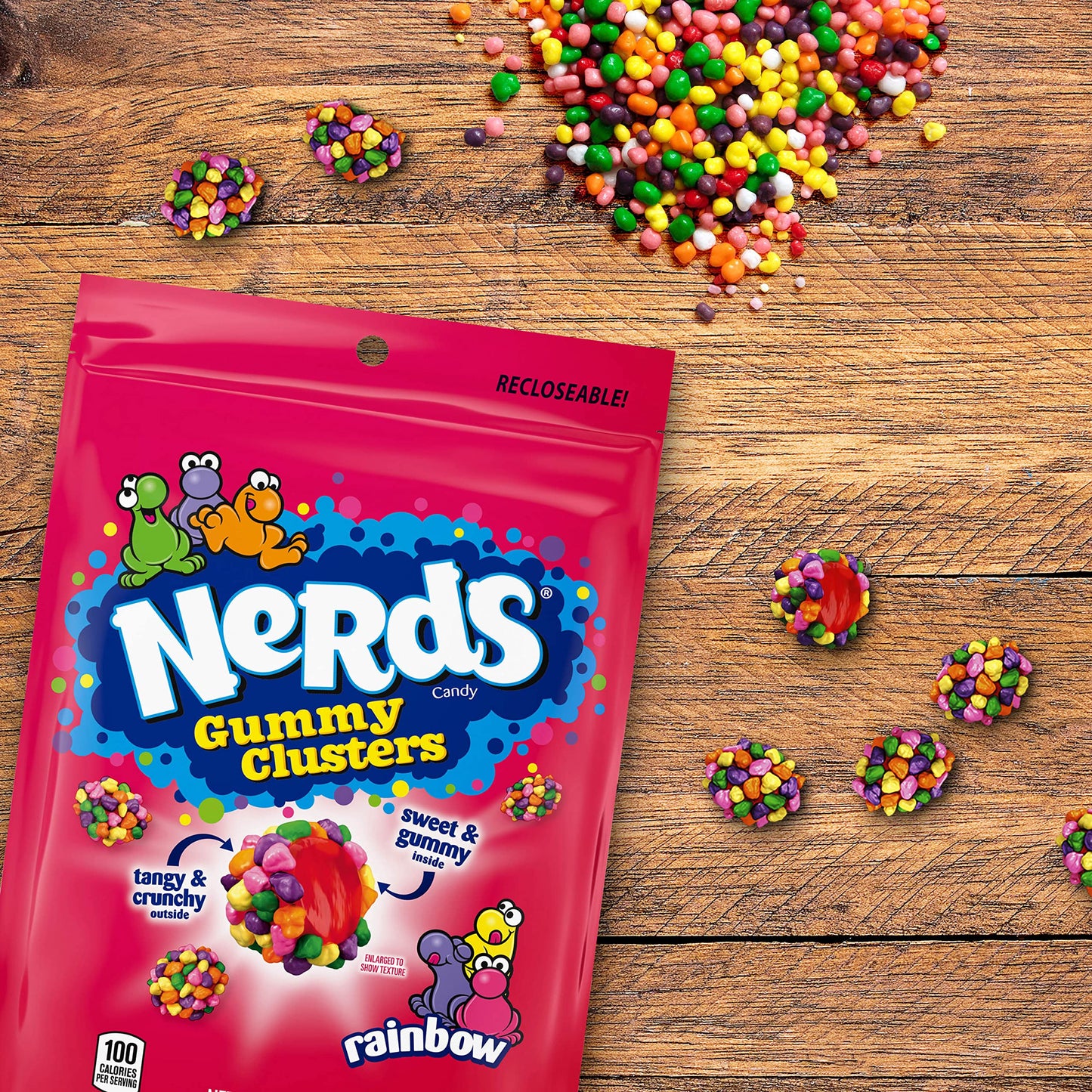 Nerds Gummy Clusters, Summer Candy, Rainbow, Resealable 8 Ounce Bag (Pack of 6)