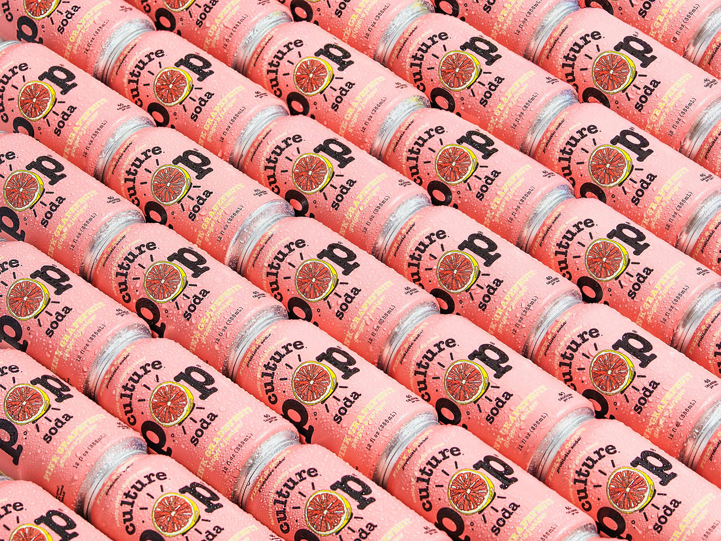 Culture Pop Soda, Pink Grapefruit & Ginger, Probiotic Low Sugar Soda, Sparkling Juice Alternative, Non-Gmo, Kosher, Gluten-Free, No Stevia (12Pk)
