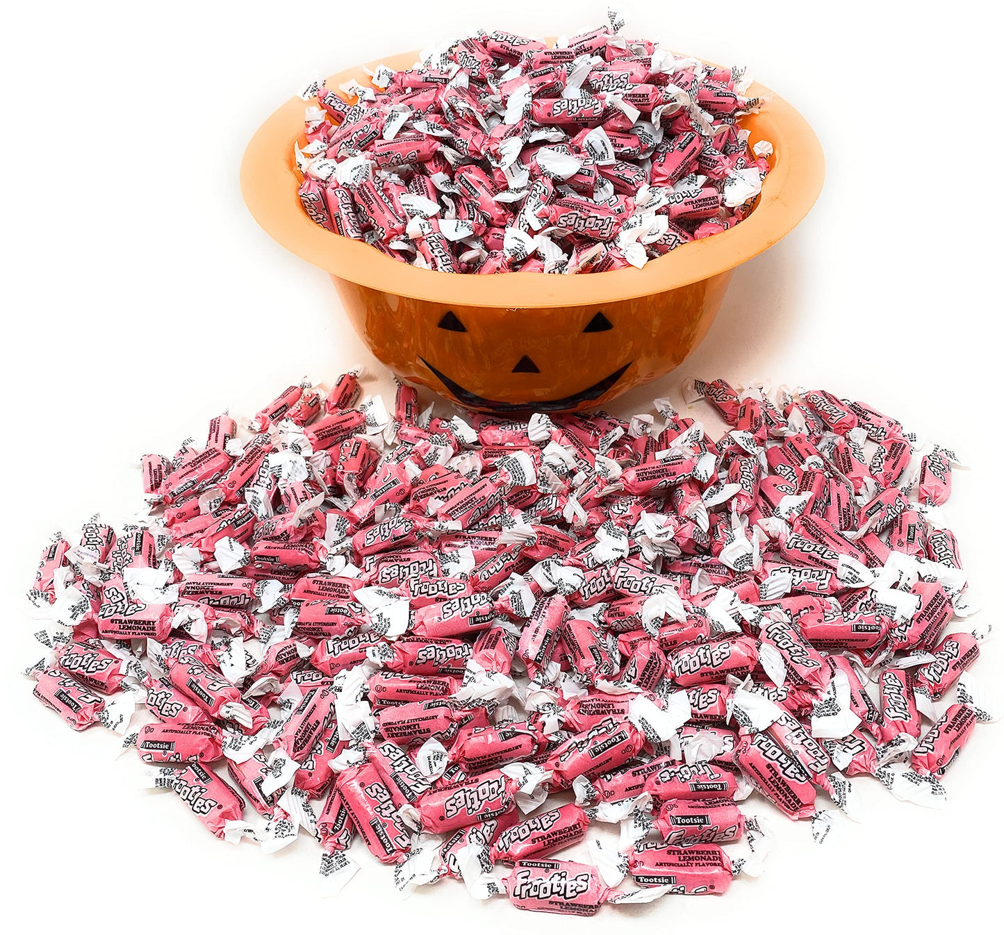 Bulk Strawberry Lemonade Flavor Tootsie Roll Frooties Chewy Pink American Taffies Candy Individually Wrapped In Resealable Assortit Bag 5 Lb 735+Pcs (80-Oz) Made In Usa