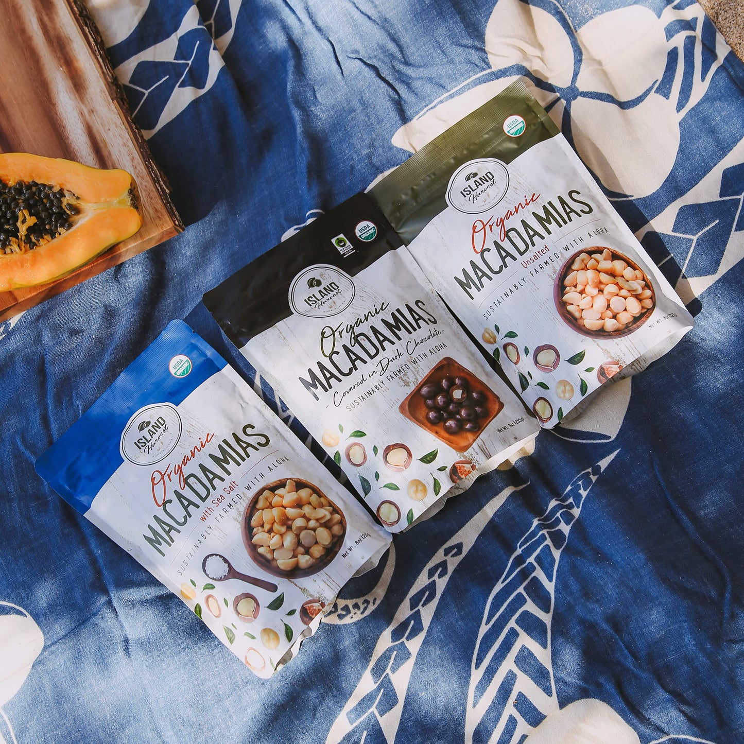 Island Harvest Organic Macadamia Nuts with Sea Salt - 100% Hawaiian Keto Friendly Nuts  All-Natural Non-GMO Macadamia Nuts Salted  Gluten-Free Dry Roasted Whole and Half Nuts; 20 Ounce (Pack of 1)