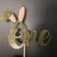 Gold Glitter Some Bunny One Cake Topper Bunny One Birthday Cake Topper, Bunny 1St Birthday Cake Topper For Easter 1St Birthday P