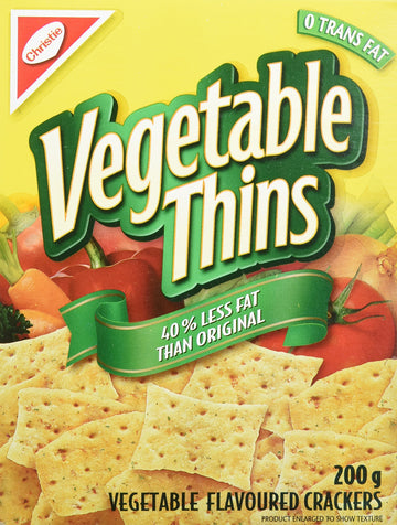 Christie Vegetable Thins, 40% Less Fat, Crackers, 200g/7oz., Imported from Canada)