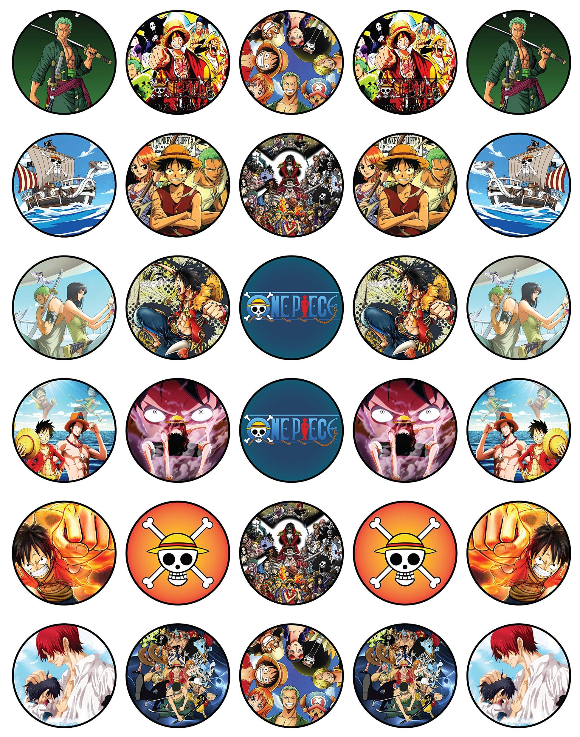 HAPPY CHOICES Edible Cupcake Toppers - Pirate Adventure Theme, Colored, Wafer Sheet, Set of 30