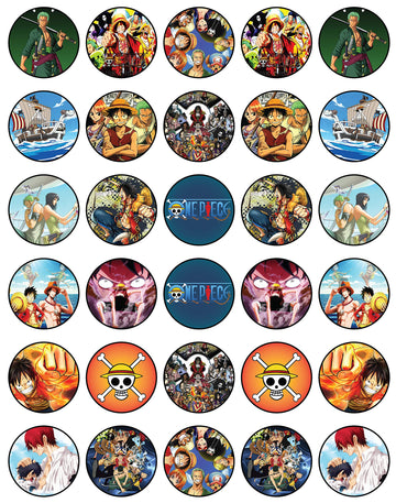 HAPPY CHOICES Edible Cupcake Toppers - Pirate Adventure Theme, Colored, Wafer Sheet, Set of 30