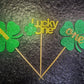 Glitter St Patricks Day Cupcake Toppers, Lucky One First Birthday 4 Leaf Clover Decorations, Shamrock Cupcake Toppers,Lucky One