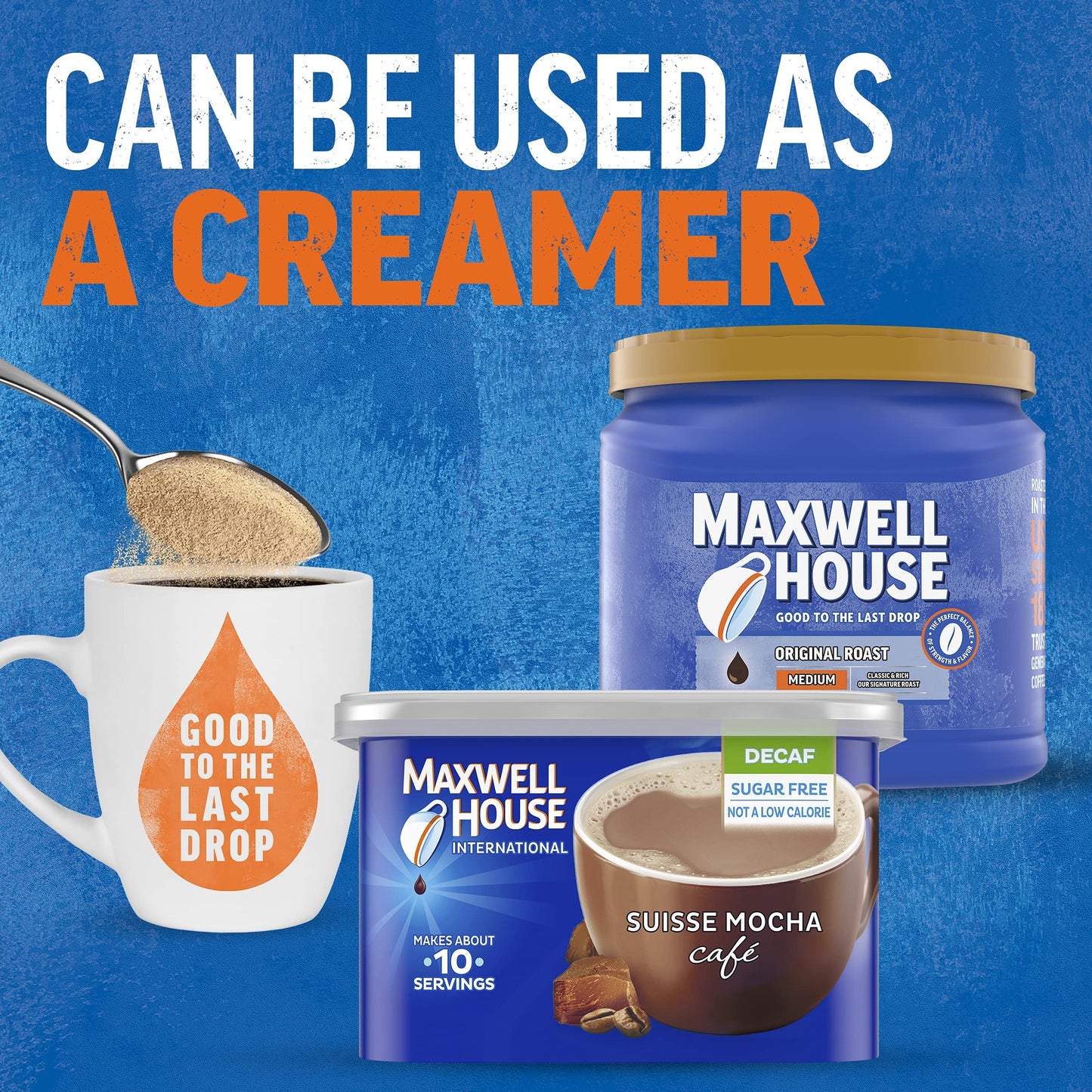 Maxwell House International Suisse Mocha Decaf Instant Coffee Mix, Sugar Free, 4 oz Canisters, 4 Pack - Café-Style Beverage