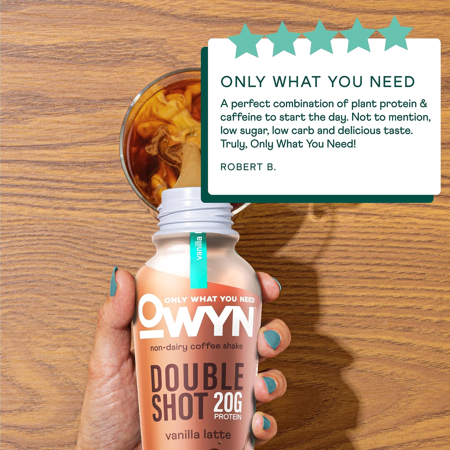 OWYN Only What You Need Doubleshot Protein Coffee Shake, Dairy Free, Vegan, 20g Protein, 180mg Caffeine, 12 Fl Oz (Pack of 12)
