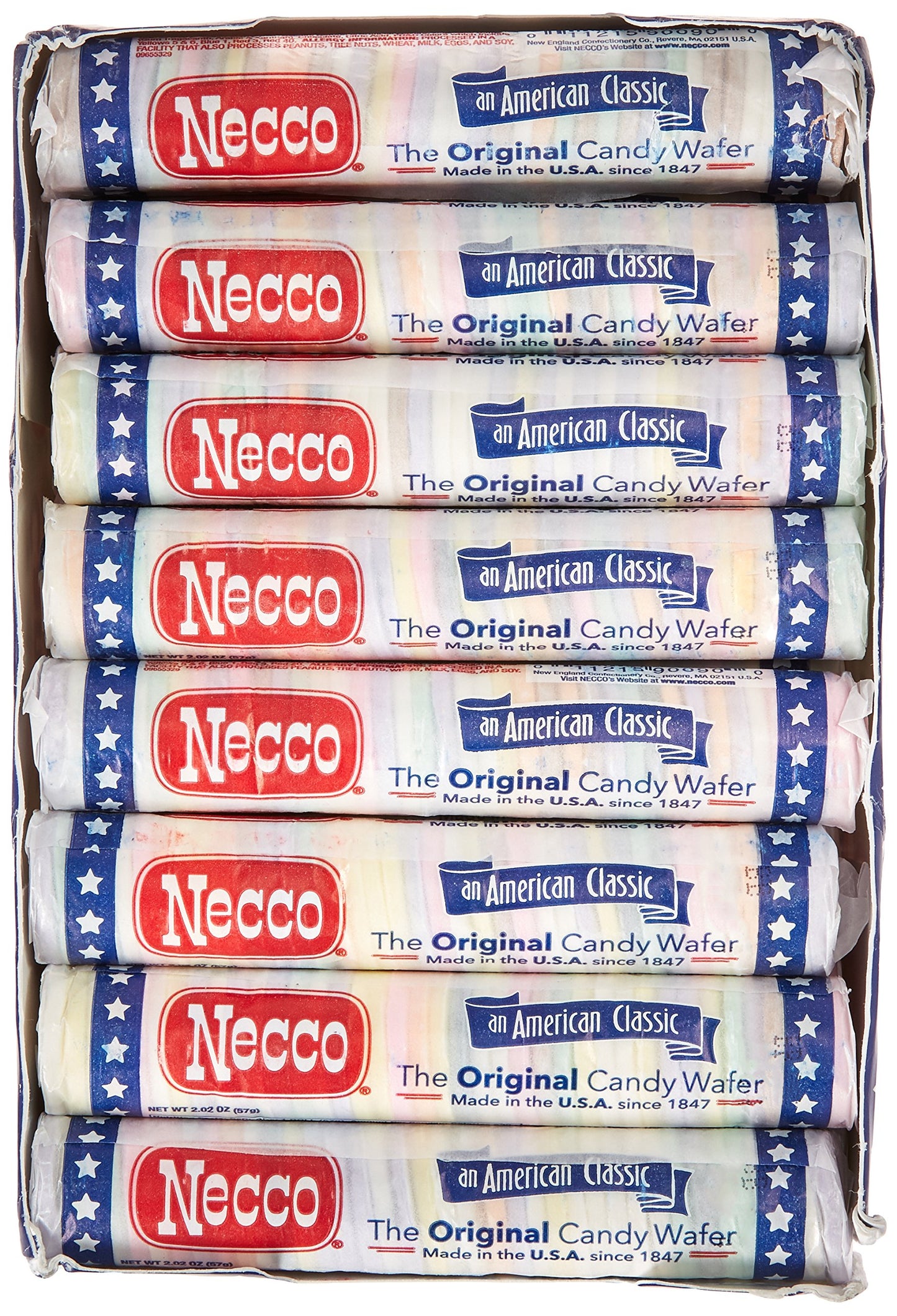 Necco Assorted Original Candy Wafers 24-2.02 Oz Rolls, Net Wt 3 Lbs