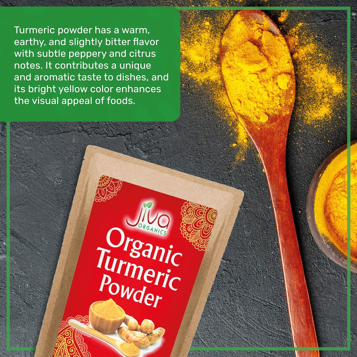 Organic Turmeric Powder by Jiva Organics - 100% Raw with Curcumin - Lab Tested & Reports Available - Raw from India - 2 Pound Ba