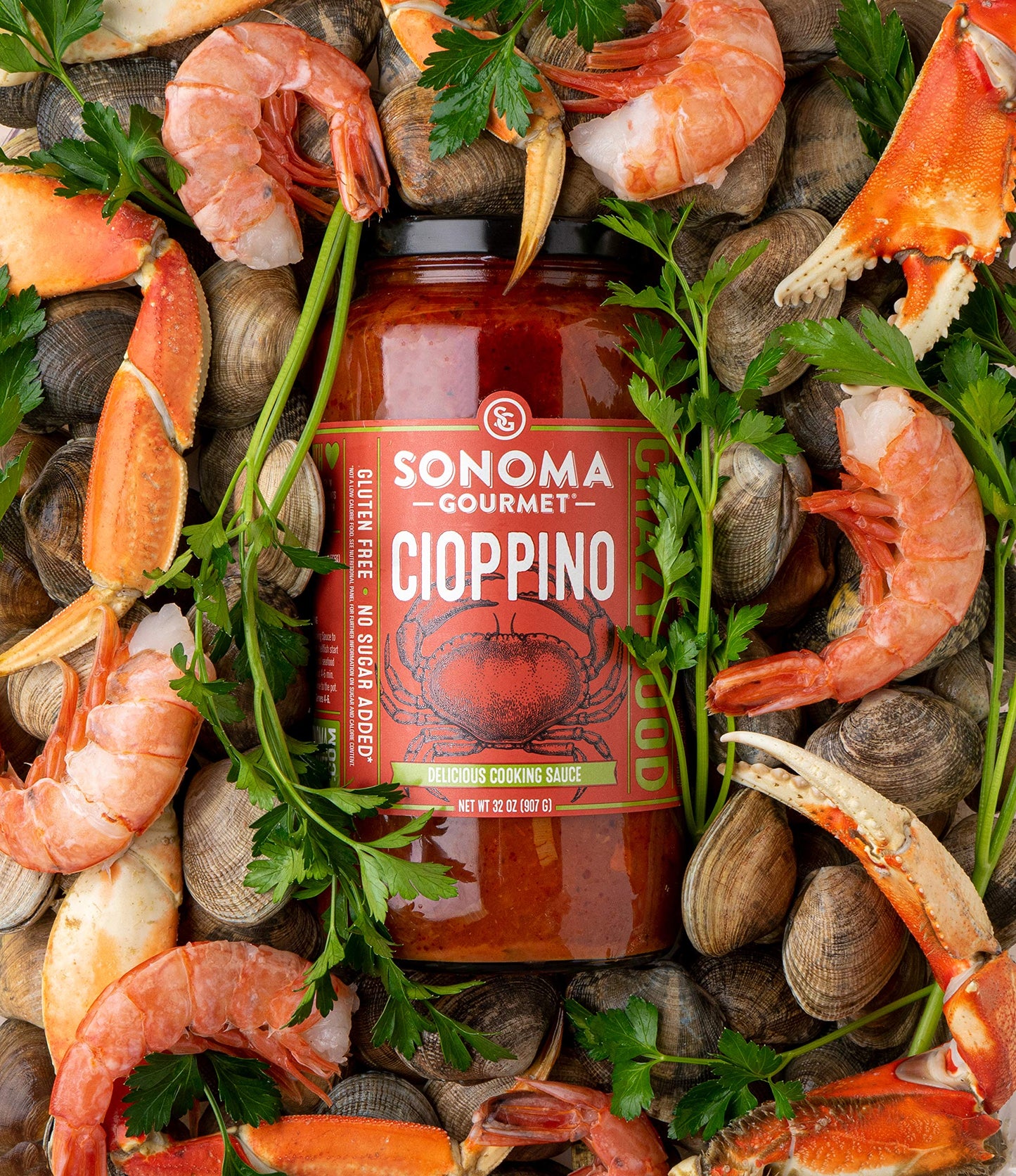 Sonoma Gourmet Cioppino Cooking Sauce, No Sugar Added, 32 Ounce Jars, Pack of 2