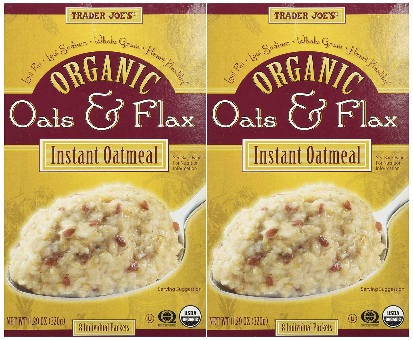 Trader Joe'S Organic Oats And Flax Instant Oatmeal, 11.29 Ounce, (Pack Of 2)