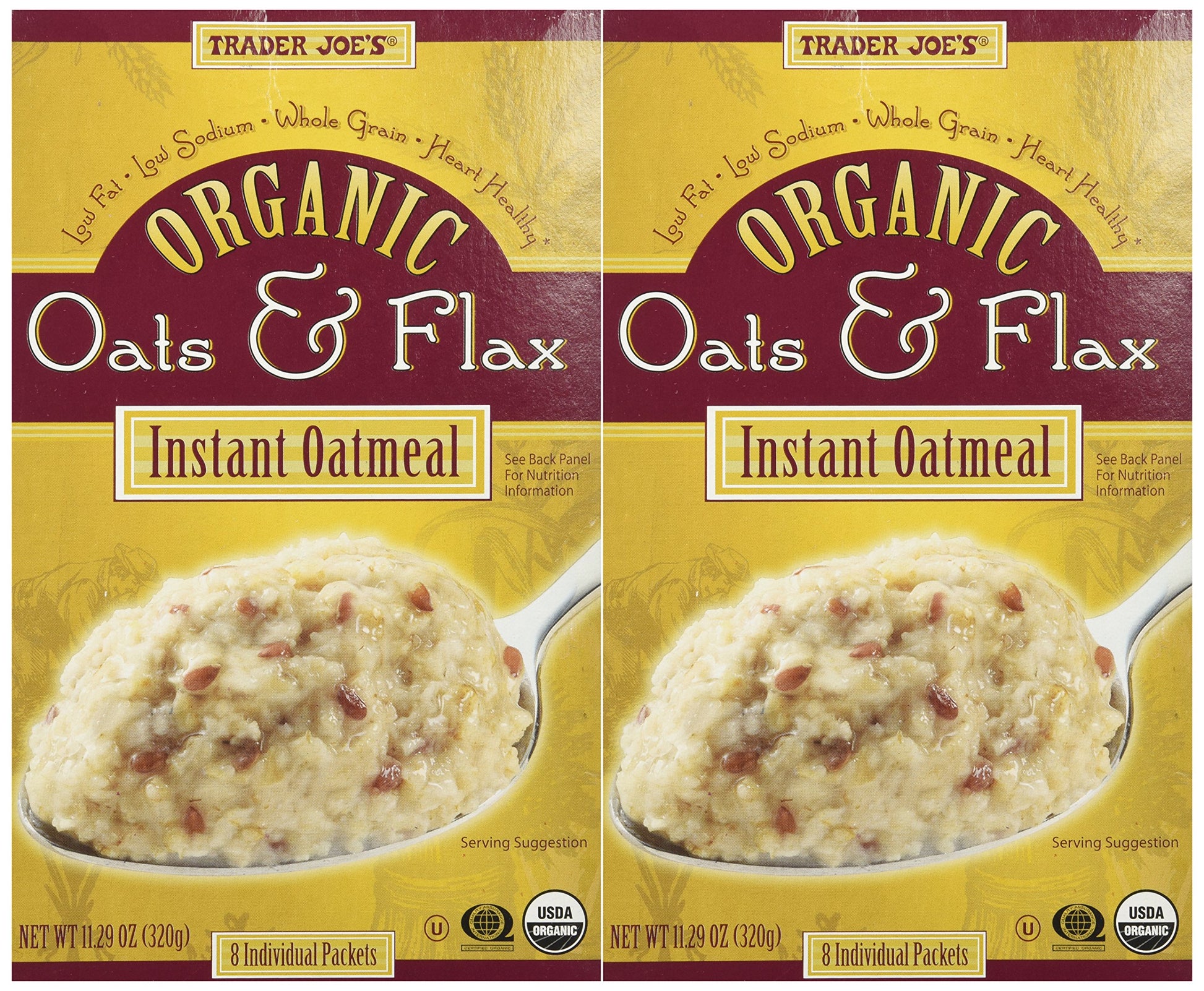 Trader Joe'S Organic Oats And Flax Instant Oatmeal, 11.29 Ounce, (Pack Of 2)