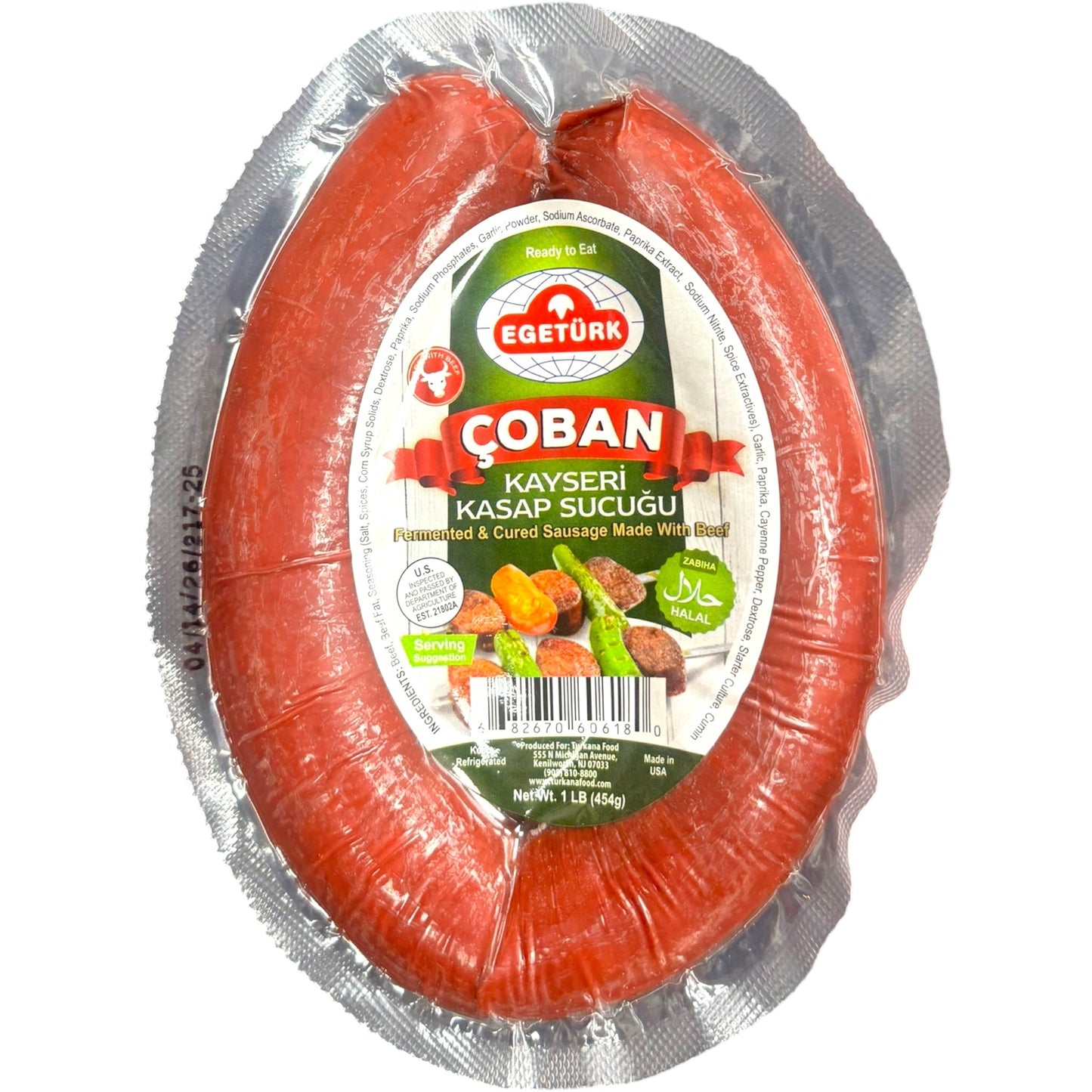 Nazar Egeturk Coban Kayseri Kasap Sucugu Turkish Sausage, 1 lb