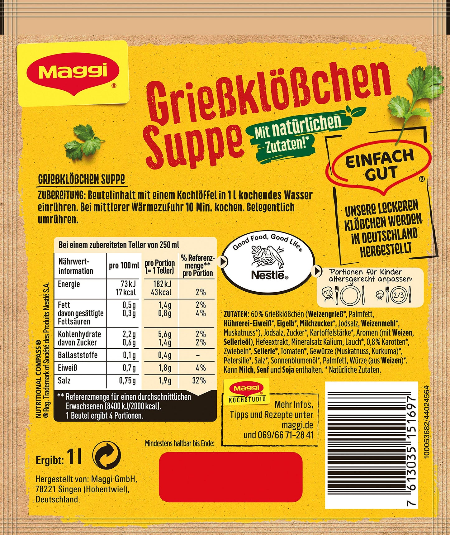 Maggi - Griesskloesschen Suppe (Semolina Dumpling Soup Mix)