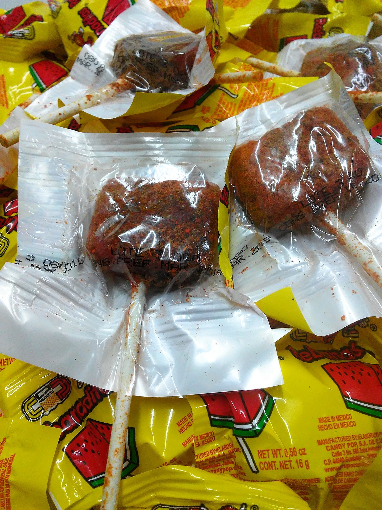 Vero Rebanaditas Paletas Sabor Sandia Hard Candy Chili Covered Lollipops 40 Pcs