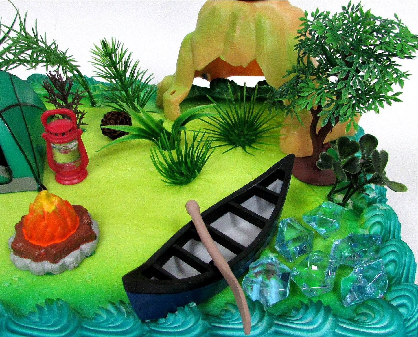 Nature Scene CAMPING 20 Piece Birthday CAKE Topper Set, Featuring Camping Items and Decorative Themed Accessories
