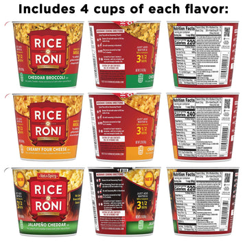 Rice-A-Roni Cheesy Cups, 3-Flavor Variety Pack, 2.25 Oz (Pack Of 12)