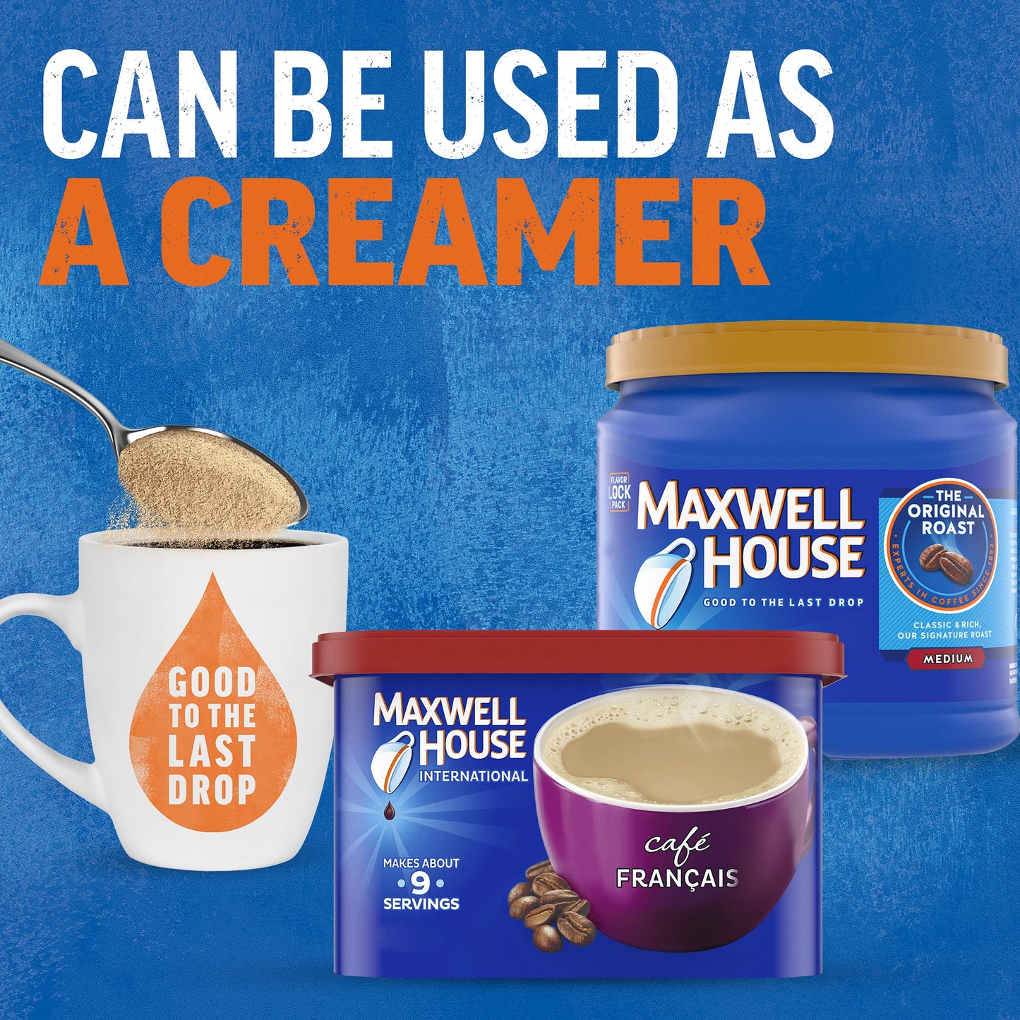 Maxwell House International Cafe Flavored Instant Coffee, Cafe Francais, 7.6 Ounce Canister