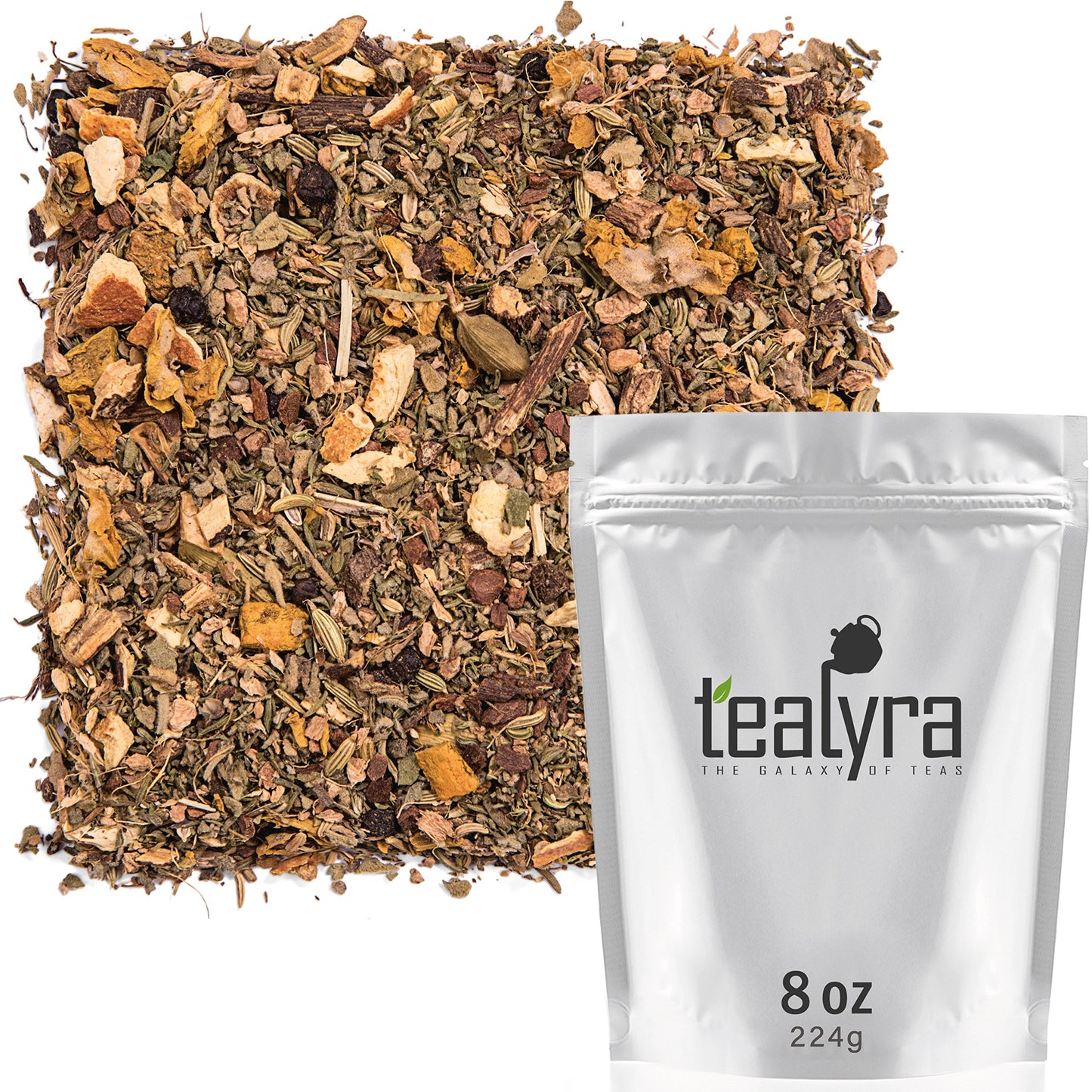 Tealyra Holistic Health Tea - Turmeric Ginger Fennel Cinnamon - Caffeine-Free Loose Leaf - 8 Ounce