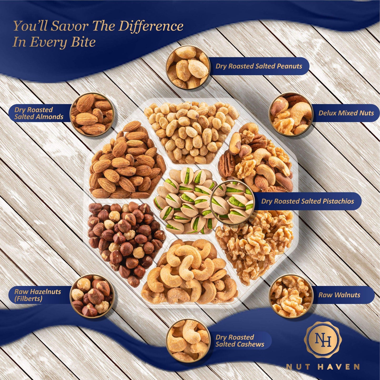 Nut Haven Thanksgiving Nuts Gift Basket - Extra Large Assorted Sweet & Roasted Salted Gourmet Nuts - Holiday Gift Box