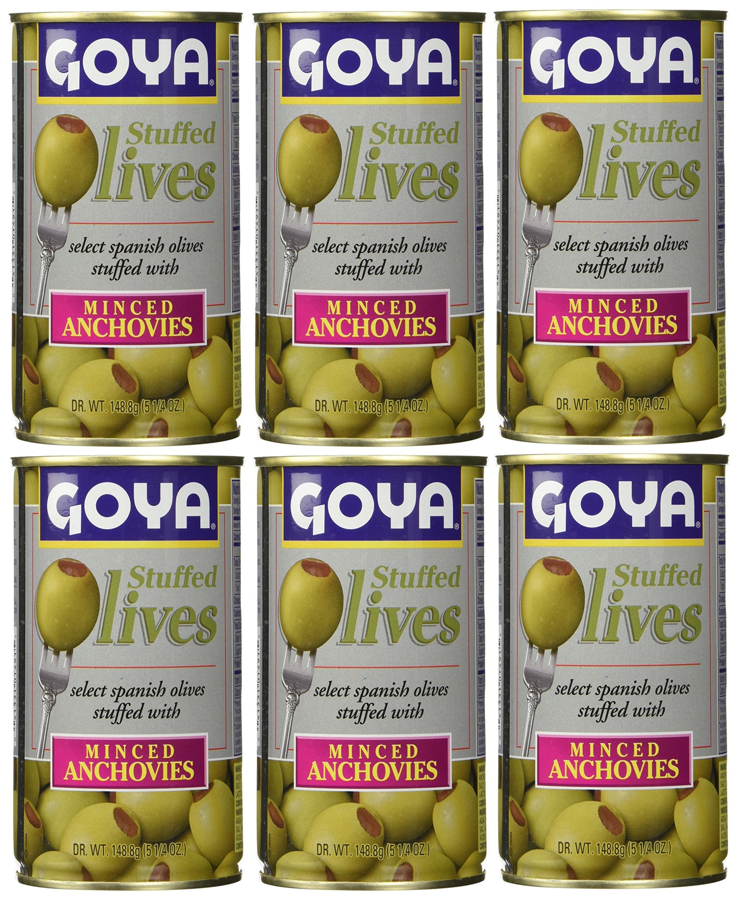 Goya Stuffed Olives Minced Anchovies 5.25 Ounce (Pack of 6)