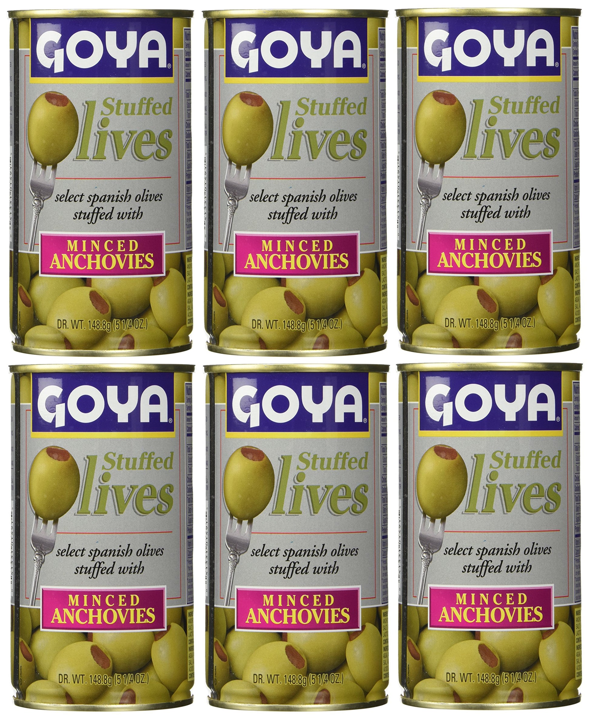 Goya Stuffed Olives Minced Anchovies 5.25 Ounce (Pack of 6)