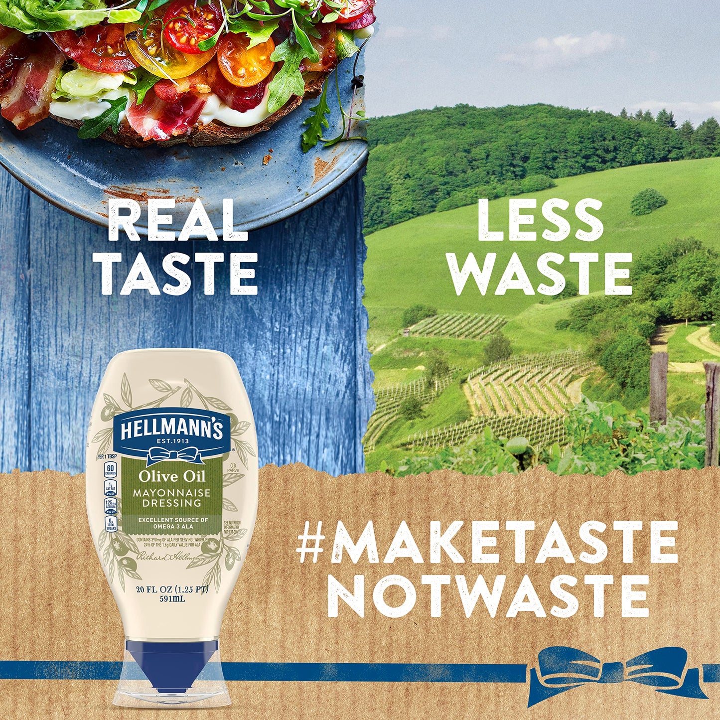 Hellmanns Mayonnaise Dressing with Olive Oil Squeeze Bottle Condiment for Simple Meals and Sandwiches Rich in Omega-3 ALA 20 oz