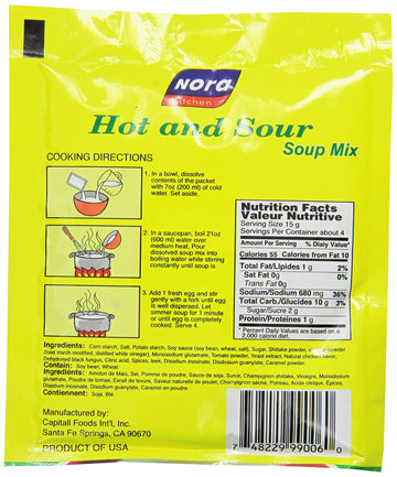 Nora Chinese Style Hot And Sour Soup Mix, 2.12-Ounce (Pack Of 6)