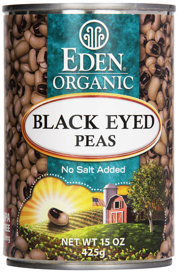Eden Organic Black Eyed Peas, 15 oz Can, No Salt, Non-GMO, Gluten Free, Vegan, Kosher, U.S. Grown, Heat and Serve, No Preservati