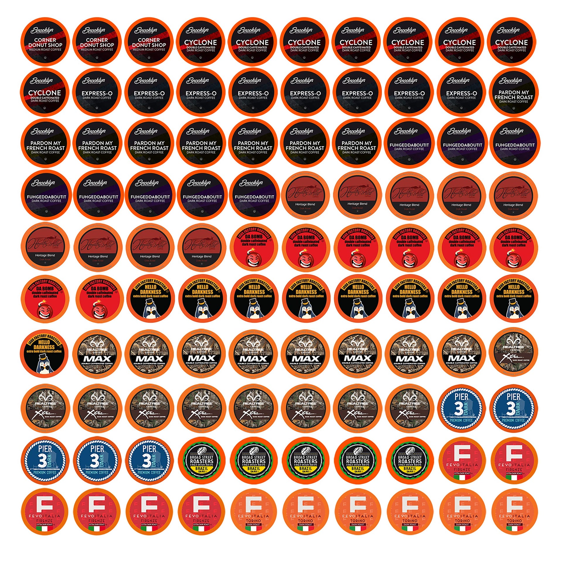 Two Rivers Coffee Bold Roast Coffee Pods, Variety Sampler Pack, 100 Count